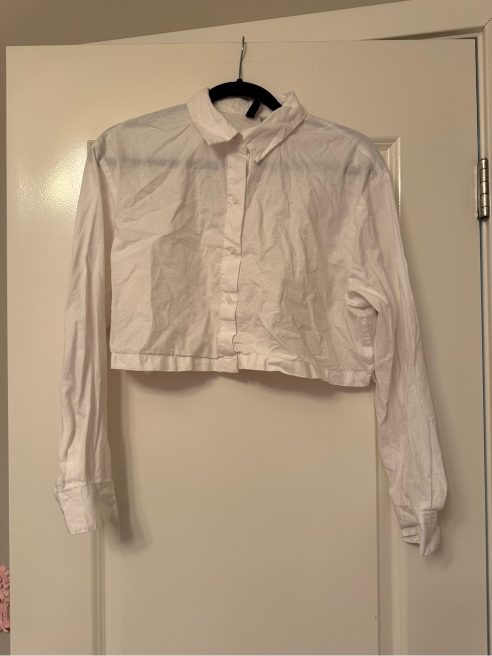 H&M Divided Cropped White Button-Up Shirt - Women Tops
